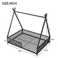 Metal Full Size House Platform Bed With Triangle Structure And Guardrail, Black Box Spring Not Required Full Black Metal Metal