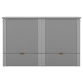 Queen Size Murphy Bed Wall Bed With Drawer And A Set Of Sockets & Usb Ports, Pulley Structure Design, Gray Queen Gray Plywood