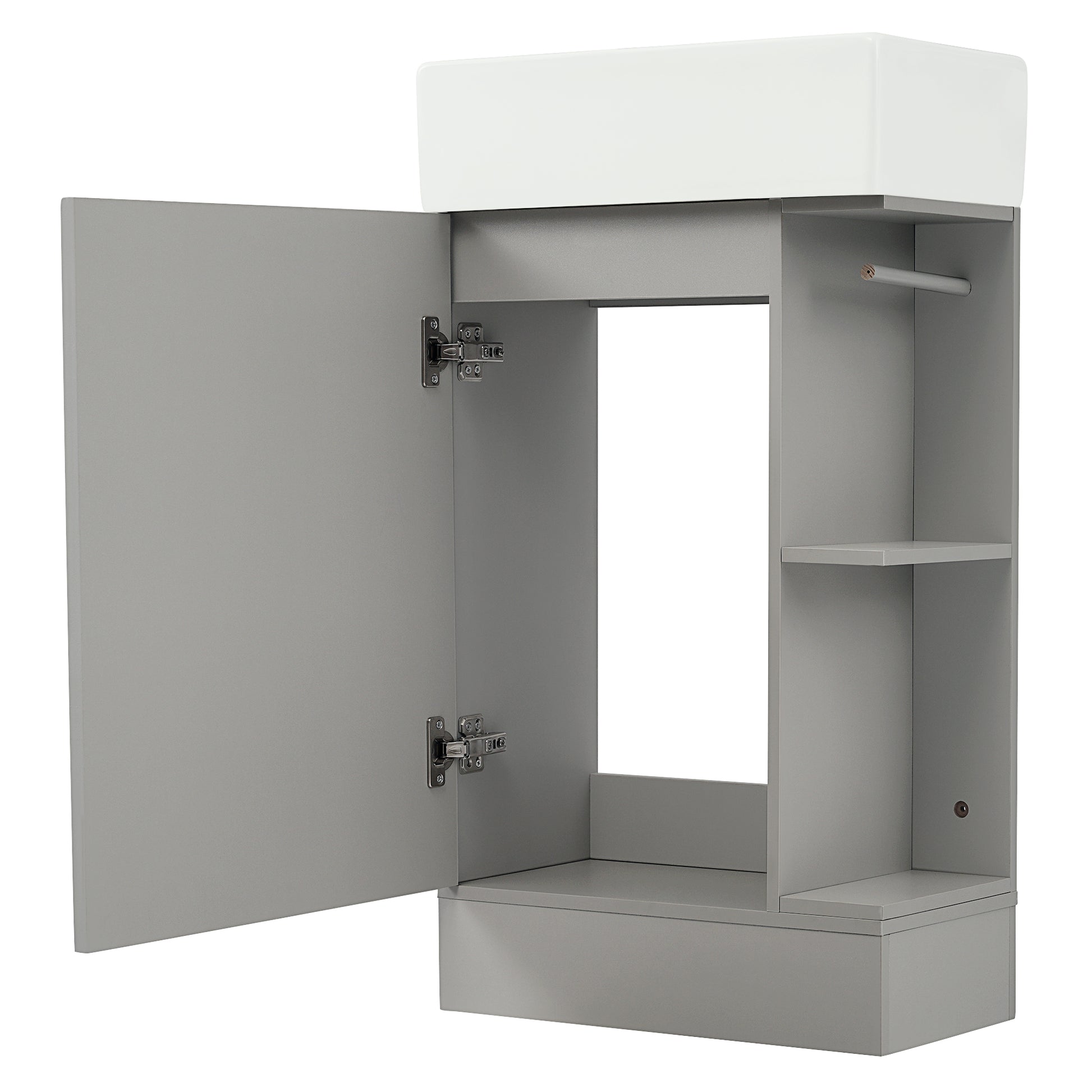 18.6" Bathroom Vanity With Sink, Bathroom Vanity Cabinet With Two Tier Shelf, Left Or Right Orientation, Grey Grey Mdf