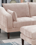 Beautiful Blush Pink Laf Raf One Arm Chair Morgan Fabric 1Pc Chair Pillow Soft Cushion Wood Legs Living Room Furniture Pink Primary Living Space Classic,Contemporary,Modern Fabric