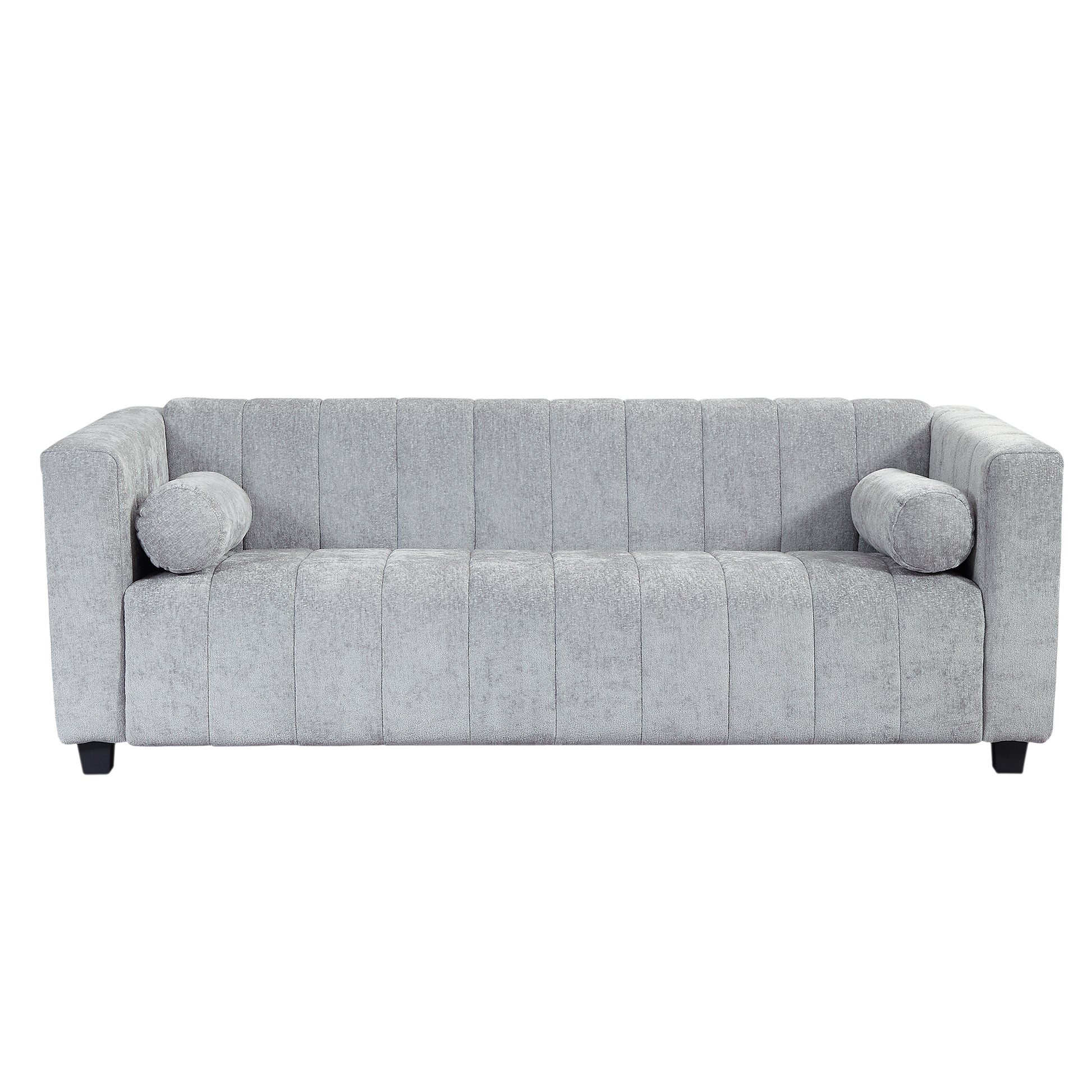 78.7''Upholstered Sofa For Living Room, Bedroom, Salon, Simplified Style Light Gray Polyester 3 Seat