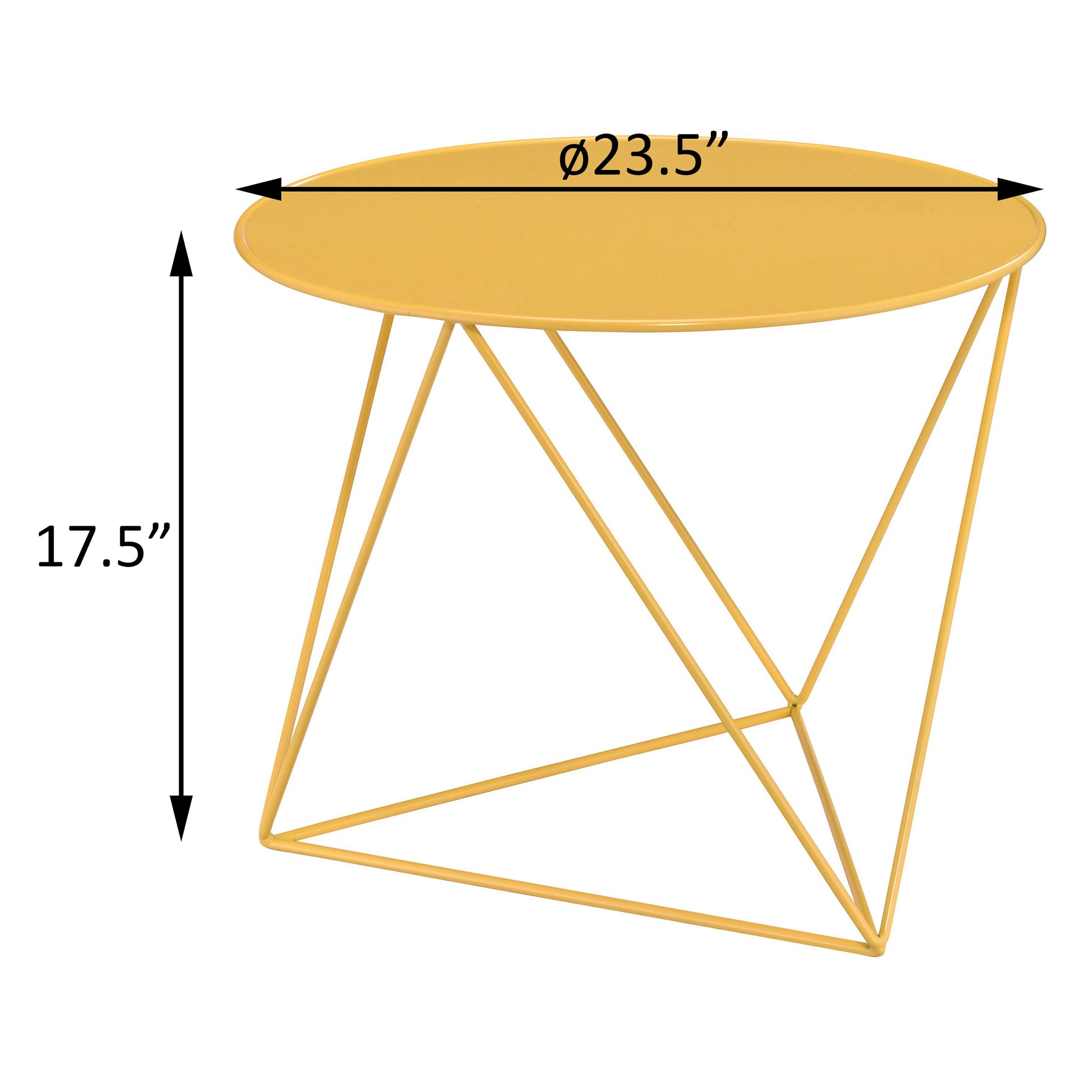 Yellow Geometric Metal Base Accent Table Yellow Primary Living Space Round Metal Sled