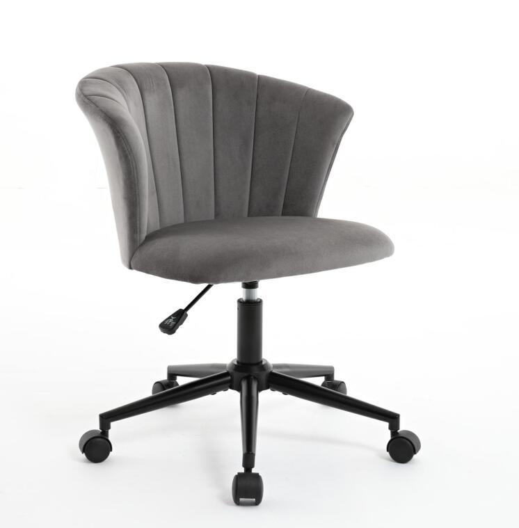Home Office Chair, Velvet Fabric Swivel Flower Shape Computer Desk Chair For Home Office Or Bedroom Grey Black Foam Polyester Blend