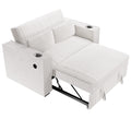 Beige Corduroy Upholstered 2 Seat Sofa W Cup Holders Sleeper Couch 1Pc Convertible Sofa W Usb Beige Corduroy Wood Primary Living Space Cushion Back Contemporary,Modern,Transitional Rubberwood Square