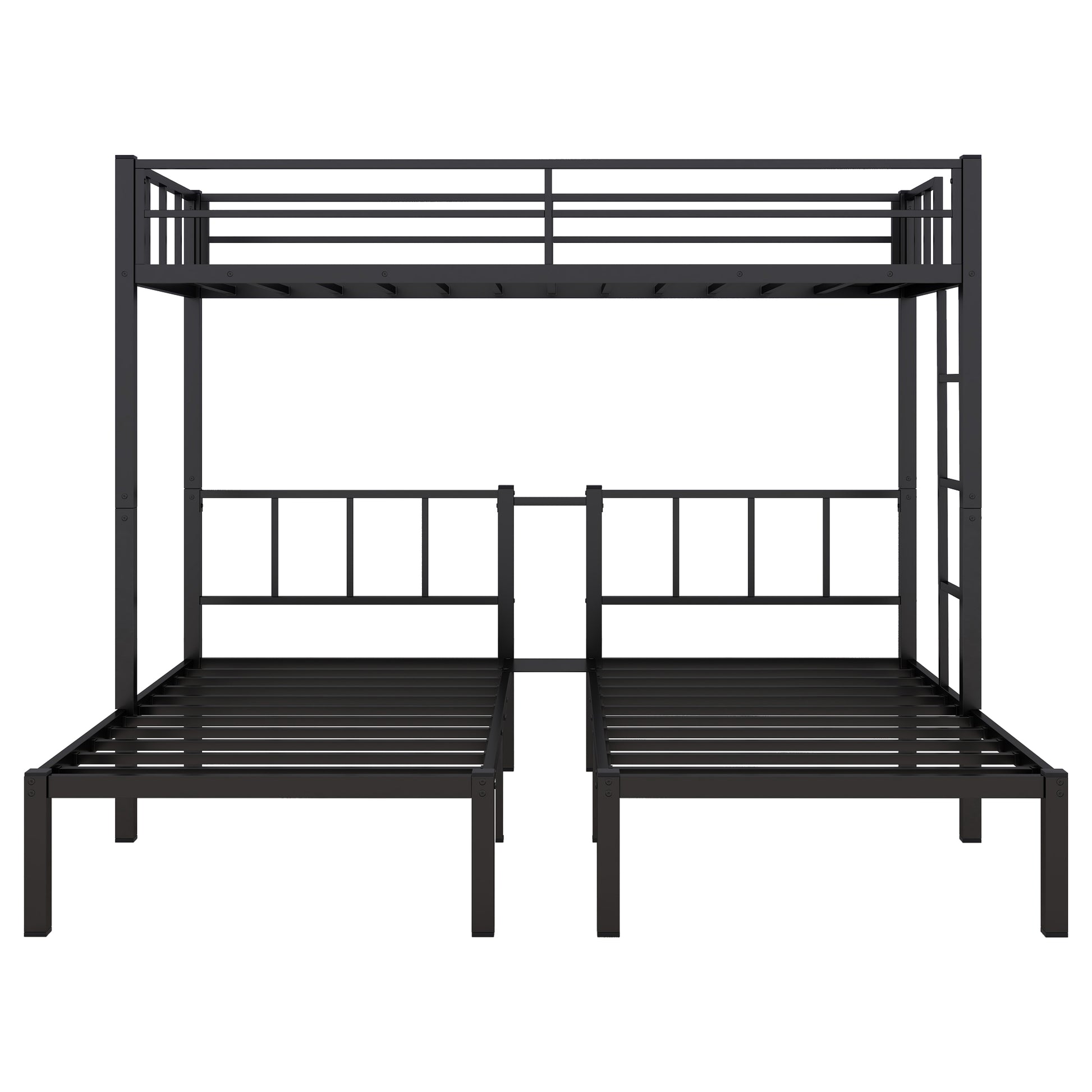 Twin Over Twin & Twin Bunk Beds For 3, Twin Xl Over Twin & Twin Bunk Bed Metal Triple Bunk Bed, Black Twin Xl Black Metal