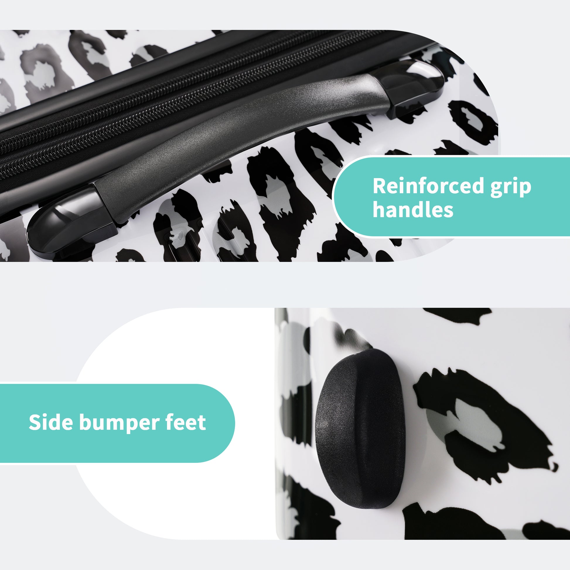 Hardshell Luggage Sets 3 Pcs Spinner Suitcase With Tsa Lock Lightweight 20" 24" 28" Luggages White Black Leopard Pc