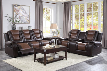 Modern Luxury Living Room Sofa Set 2Pc Reclining Sofa Loveseat Formal Furniture Premium Faux Leather Upholstery Comfortable Two Tone Brown Finish Dark Brown,Light Brown Faux Leather Wood Primary Living Space Luxury,Modern Plywood,Solid Wood 5 Seat