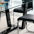 Seating 6 8 People, This Modern, Minimalist Rectangular Dining Table Features A Tempered Glass Top And A Sleek Black Mdf Stand. Suitable For Kitchen, Dining Room, Living Room, Meeting Room Transparent Mdf Glass