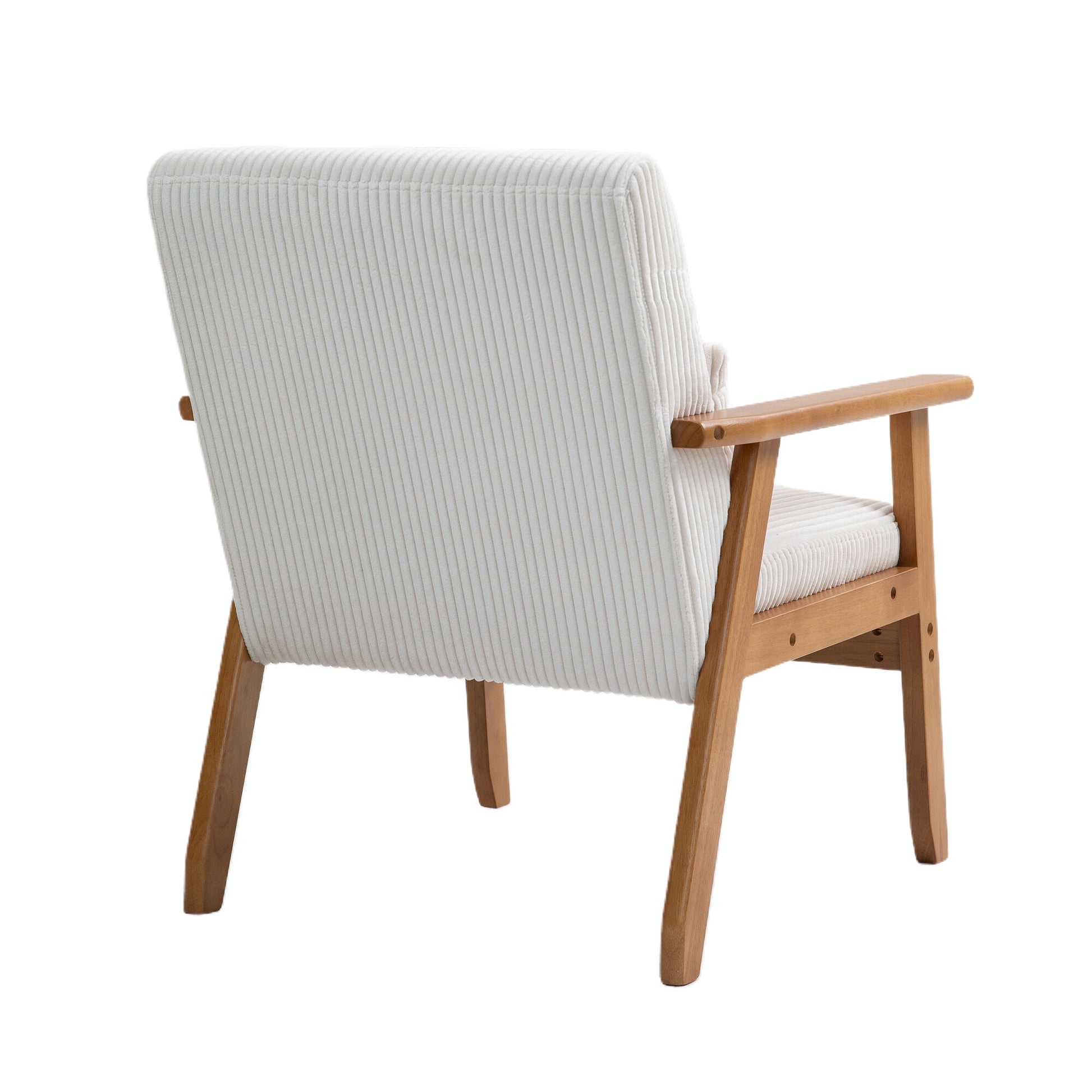 Leisure Chair With Solid Wood Armrest And Feet, Leisure Chair, Wood Frame, Velvet, L, Solid Rubber Wood Legs, Mid Century Modern Accent Chair, For Living Room Bedroom Studio Chair Beige Corduroy