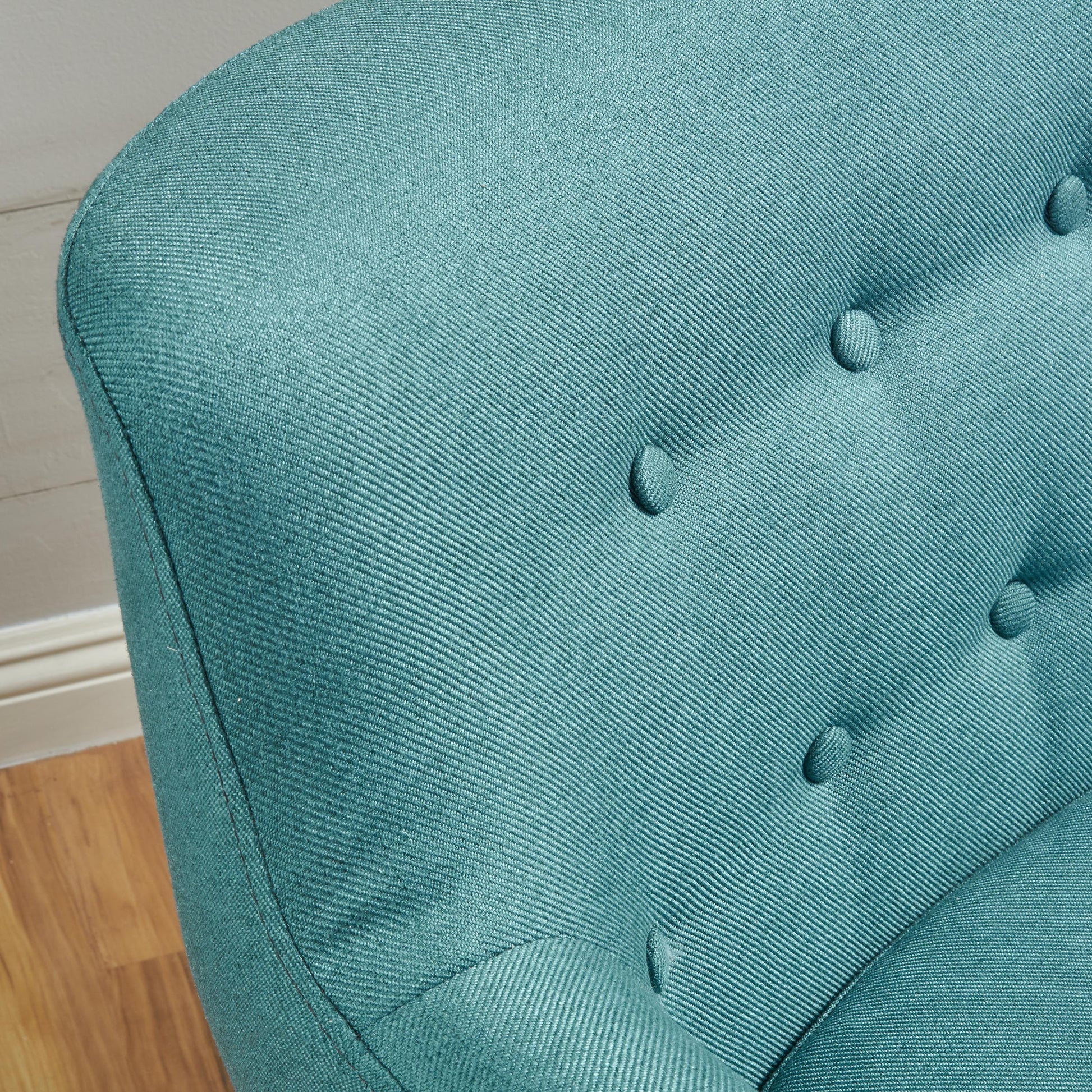 Club Chair, Mid Century Modern Fabric Club Chair, Dark Teal Natural Teal Fabric