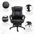 Vinsetto Executive High Back Office Chair Executive Computer Desk Chair With Pu Leather, Adjustable Height And Retractable Footrest, Black Black Pu Leather