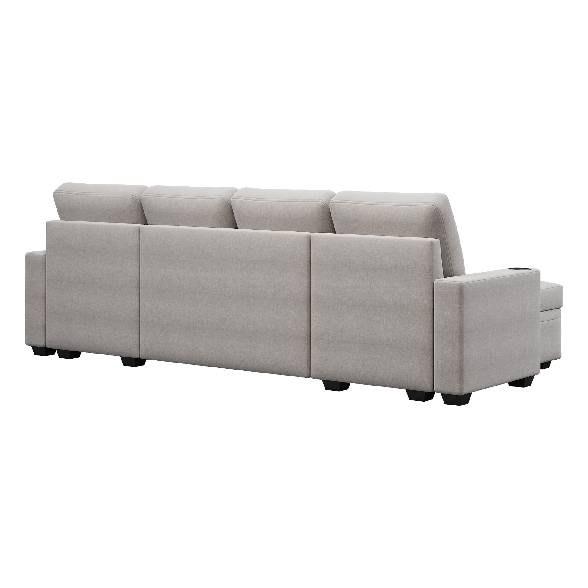 Sectional Sofa With Storage, 96" U Shaped Sectional Couches For Living Room, Comfy Convertible Sectional Sofa Beige Beige Linen Wood Primary Living Space Cushion Back Soft Modern Eucalyptus Square Arms Foam Linen 4 Seat