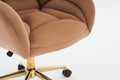 005 Velvet Fabric 360 Swivel Home Office Chair With Gold Metal Base And Universal Wheels,Coffee Solid Coffee Office Sponge Wipe Clean Modern Office Chairs Tufted Back Foam Swivel Velvet