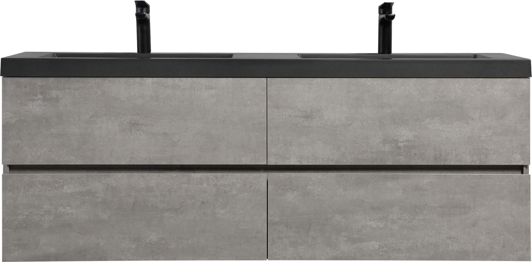60" Floating Bathroom Vanity With Sink, Modern Wall Mounted Bathroom Storage Vanity Cabinet With Double Black Quartz Sand Top Basins And Four Soft Close Drawers, 24V12 60Gr Grey Grey Plywood