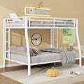 Full Xl Over Queen Metal Bunk Bed With Ladder And Guardrails, White Box Spring Not Required Full Xl White Metal Metal