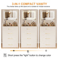 3 In 1 Vanity Desk With Open Top Mirror,Small Make Up Vanity Set With Visible Glass Desktop,Compact Makeup Vanity With 3 Drawers,Dressing Table For Bedroom White White Drawer 3 Drawers Bedroom Ball