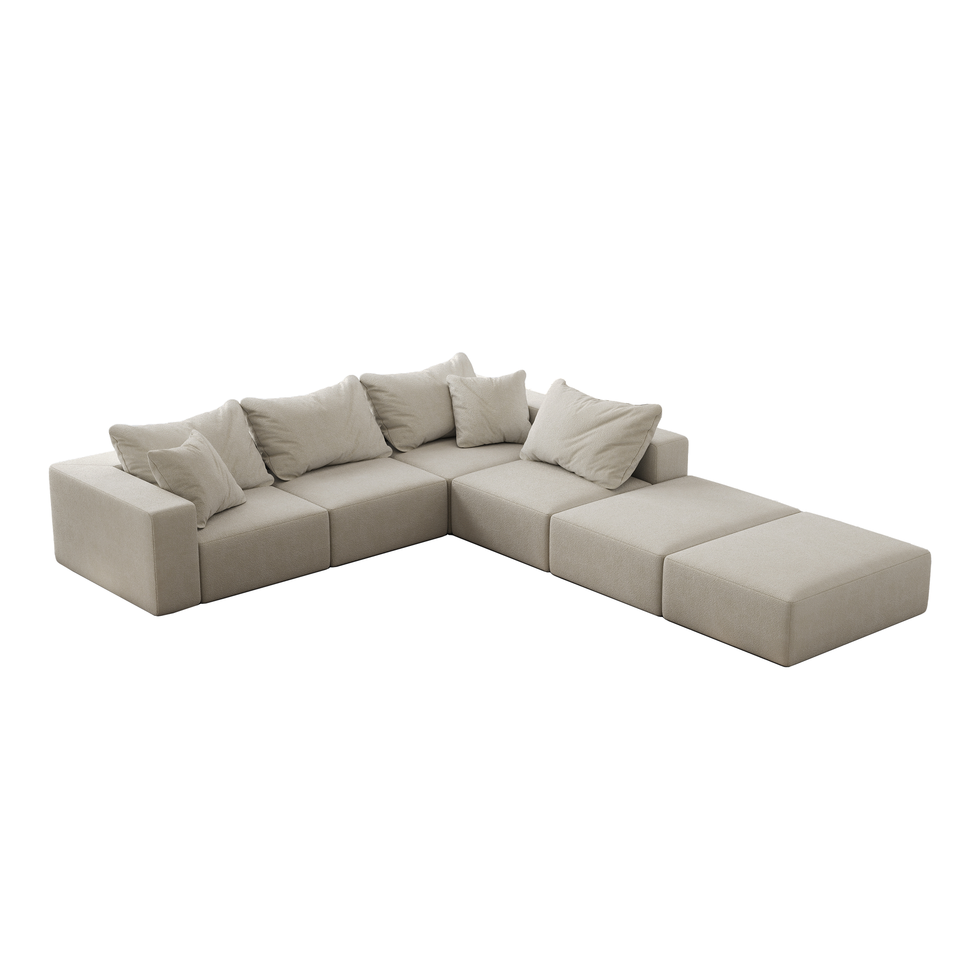 Oversized Sponge Cloud Sofa,Modern Upholstered Sectional Sofa Couch Set,Modular 162" L Shaped Sectional Living Room Sofa Set With 6 Pillows,Free Combination Sofa Couch For Living Room,Bedroom Beige Foam Chenille 6 Seat