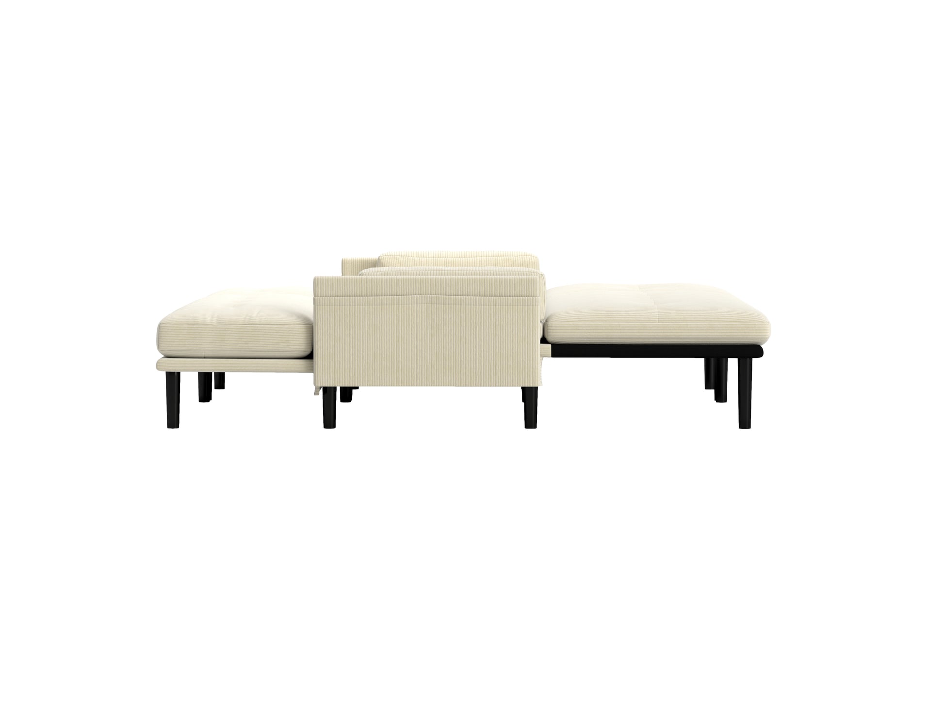 Ivory Corduroy Sectional Sofa: Convertible 3 Seater Sofa, L Shaped Sofa, And Bed Ivory Velvet Metal Primary Living Space Medium Soft Loose Back Pillow Top Arms Foam Fabric Metal 3 Seat