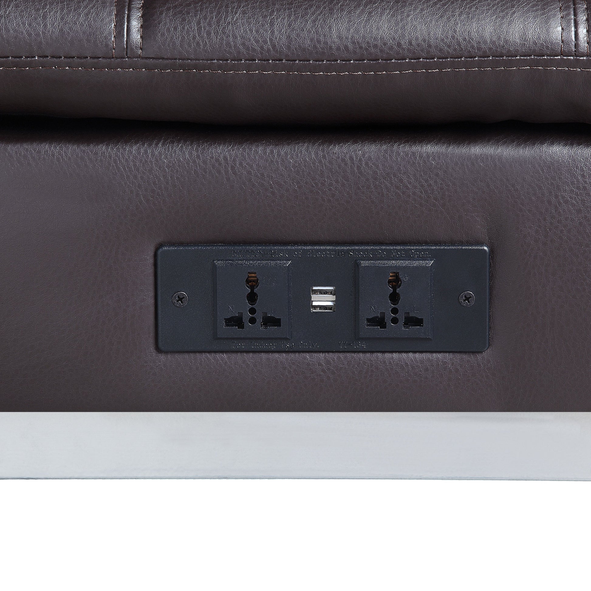 Brown Chaise Lounge With Pillow And Usb Port Brown Primary Living Space Faux Leather