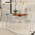 Table And Chair Set.Large Modern Rectangular Table With Brown Glass Top And Silver Metal Legs. Paired With 6 Light Gray Chairs With Checkered Armless High Back Pu Cushion And Silver Metal Legs. Light Gray,Silver Seats 6 Glass Metal