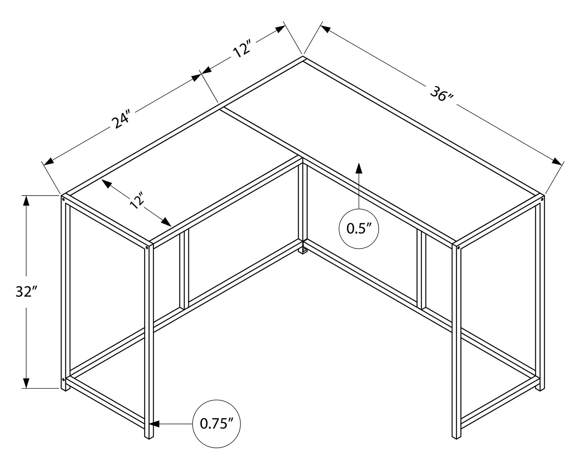 Accent Table, Console, Entryway, Narrow, Corner, Living Room, Bedroom, Grey Laminate, Black Metal, Contemporary, Modern Grey Particle Board