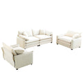 Luxurious And Sophisticated Sofa Set With Soft Cushions And Pillows, Sofa Set For Living Rooms And Clubs As Well As Home Theaters, Consisting Of Two Single Sofas And A 2 Seaters Sofas In Beige Cordur Beige Corduroy 4 Seat