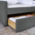 Twin Size Upholstery Sofa Bed With Three Led Lights, With Storage Adjustable Headboard, With Two Storage Pull Up Drawers And Wireless Charging, Linen Padded Sofa Bed Frame, Grey Box Spring Not Required Twin Grey Composite Bedroom Classic Eucalyptus Foam