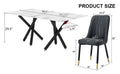 1 Table And 8 Chairs. A Rectangular Dining Table With A White Imitation Marble Tabletop And Black Metal Legs. Paired With 8 Chairs, Equipped With Pu Leather Seat Cushions And Black Metal Legs. F 1538 Black Glass Metal