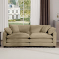 Modern Fabric Living Room Sofa With 4 Pillows Upholstered Large Deep Seating Loveseat, Tan Corduroy Tan Corduroy 2 Seat