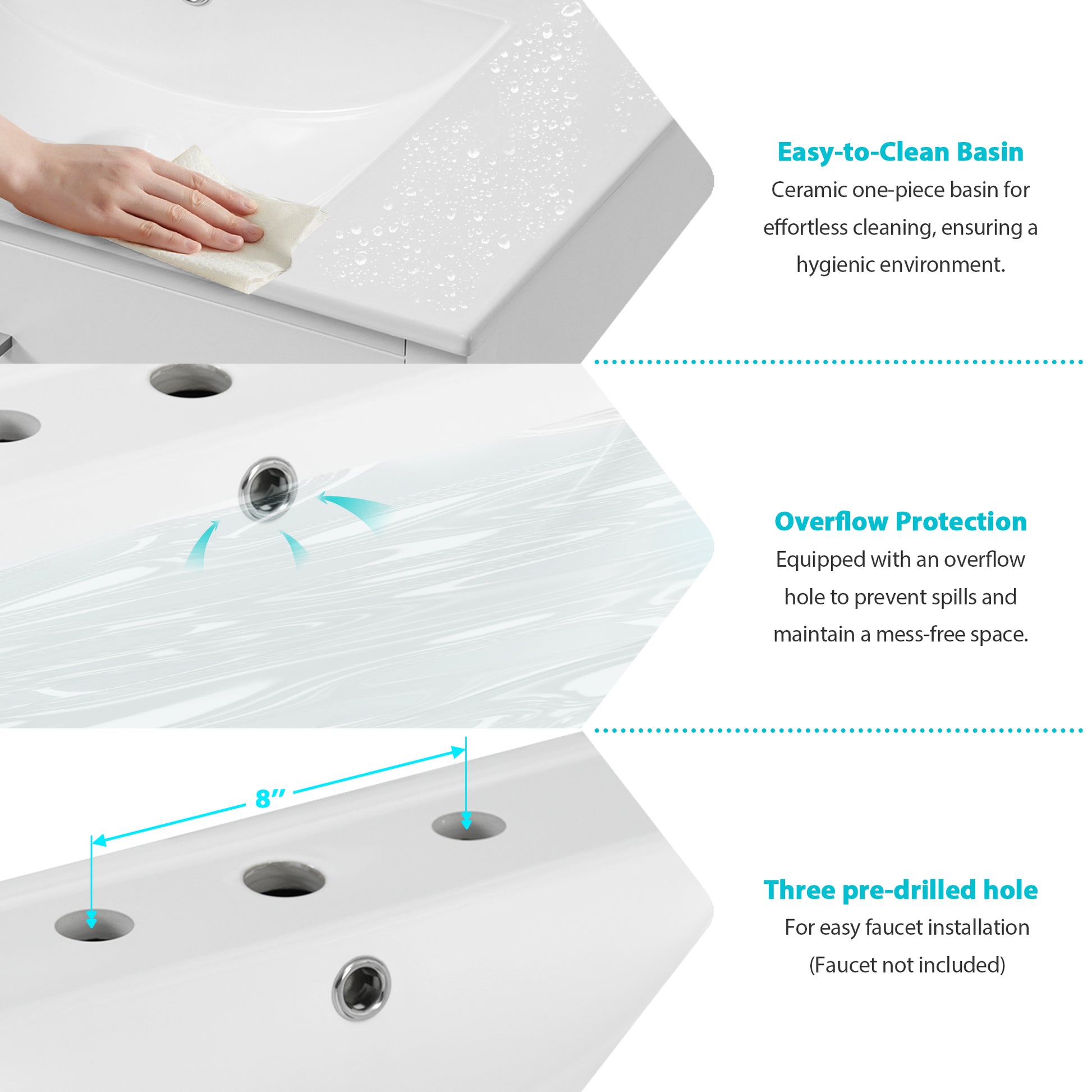 30 Inch Bathroom Vanity With Ceramic Sink And Large Storage The Perfect Choice For Small Bathrooms White Bathroom Solid Wood Mdf