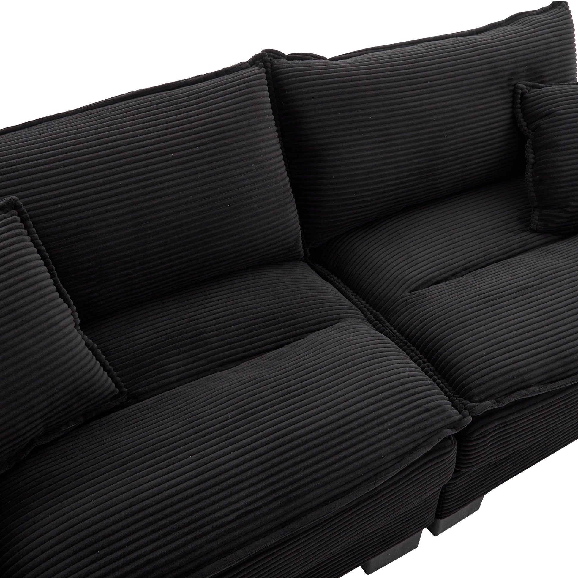 Corduroy Sofa Sleeper Couch Loveseat Sofa With Pillows Comfy Upholstered Deep Seat Sofa For Bedroom,Living Room,Apartment,Office,Dorm Black Corduroy Black Foam Upholstered 2 Seat