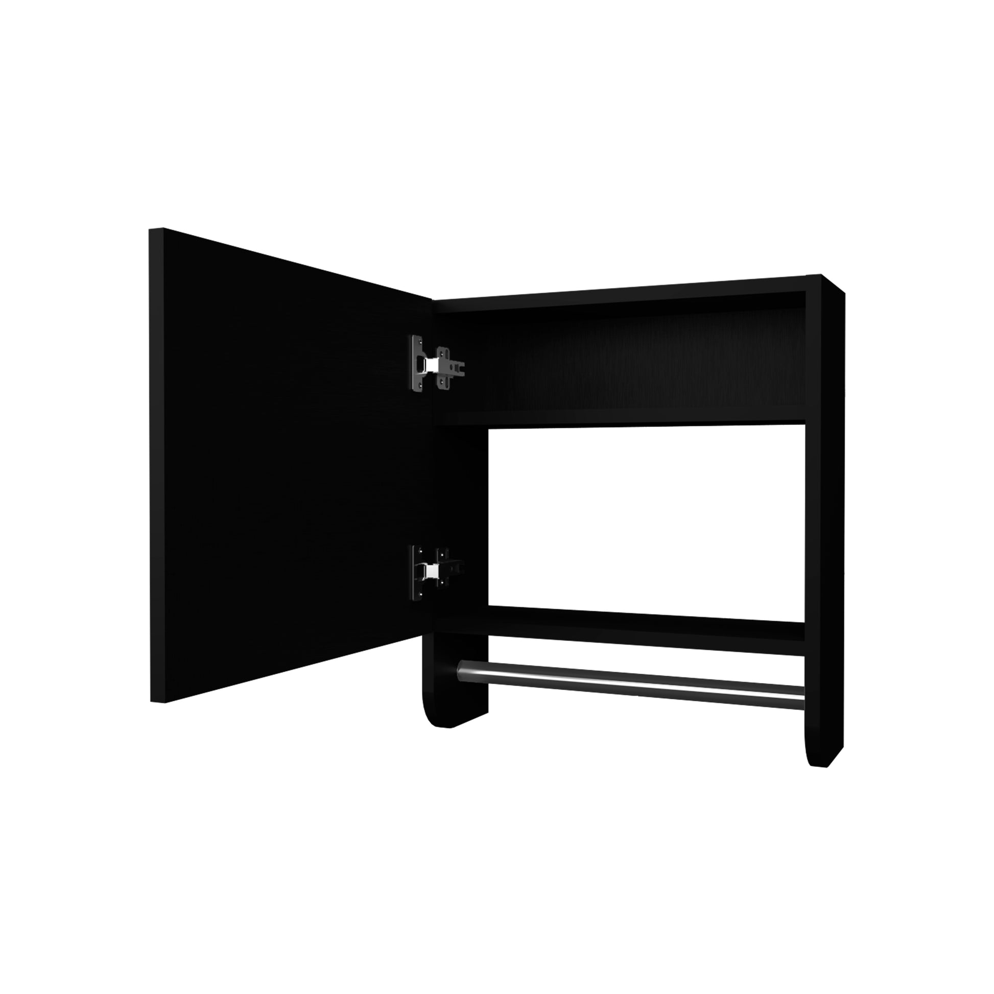 Pine Medicine Cabinet In Melamine With A Towel Bar And Included Mirror, Black Black 1 2 Mirror Included Bathroom Wall Mounted Modern Particle Board Melamine