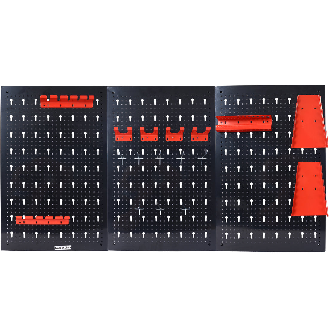 Pegboard Wall Organizer, 4Ft Metal Garage Pegboard Tool Organizer W 3 Pegboards, Drill Bit Rack, Wrench Rack, Hooks Accessories, Wall Mounted Tool Storage Pegboard For Workshop Warehouse, Black Black Metal