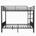 Queen Over Queen Metal Bunk Bed With Ladder And Slats Support For Adults Teens, Black Box Spring Not Required Queen Black Metal Bunk Metal