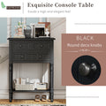 Narrow Console Table, Slim Sofa Table With Three Storage Drawers And Bottom Shelf Black Black Solid Wood Mdf