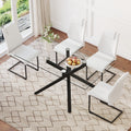 Table And Chair Set.Modern Rectangular Glass Dining Table With 0.39