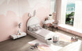 Twin Size Upholstered Rabbit Shape Bed With 2 Storage Stools, Velvet Platform Bed With Cartoon Ears Shaped Headboard, White Twin White Wood