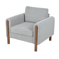 Oversized Accent Chair, Upholstered Living Room Chairs Single Sofa Chair With Walnut Legs, Curved Handrail, Grey Grey Teddy