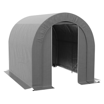 Outsunny 6' X 8' Garden Storage Tent, Heavy Duty Outdoor Shed, Waterproof Portable Shed Storage Shelter With Galvanized Metal Frame For Bike, Motorcycle, Garden Tools, Gray Dark Gray Metal