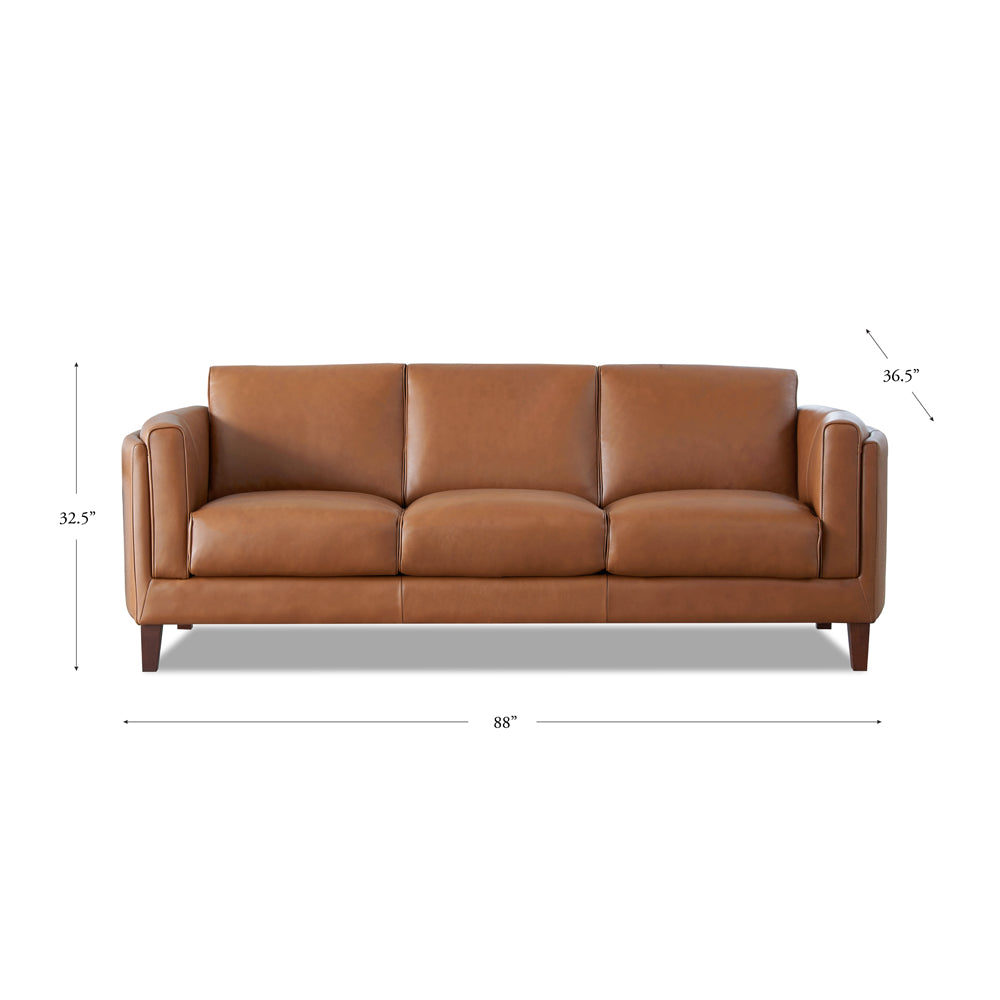 Maui Leather Sofa Brown Down Filling Genuine Leather 3 Seat