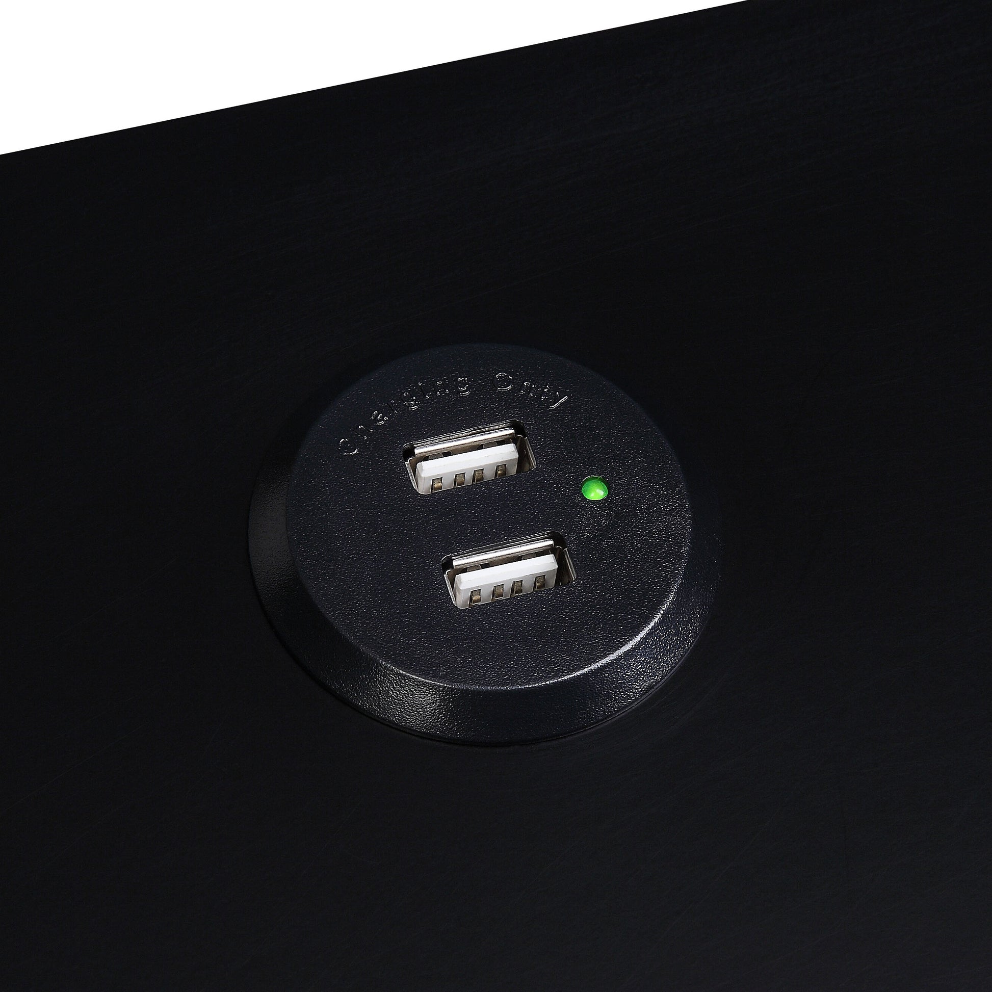 Black Storage Accent Table With Usb Black Primary Living Space Pine Drawers Rectangular Wood