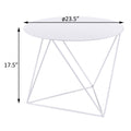White Geometric Metal Base Accent Table White Primary Living Space Modern Round Metal Sled