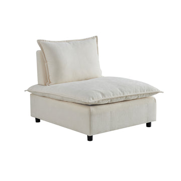 Modern Upholstered Chair Leisure Sofa Lounge Chair Removable Pillow Armless Accent Chair For Living Room, Bedroom, Corner Chair, Backrest Adjustable Fore And After Beige Wood Medium Soft Foam Chenille 1 Seat