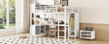 Metal Loft Bed With Wardrobe And L Shaped Desk, Full Size Loft Bed With Storage Cubes And Shelves, Heavy Duty Loft Bed For Kids Teens Adults, White Full Off White Metal