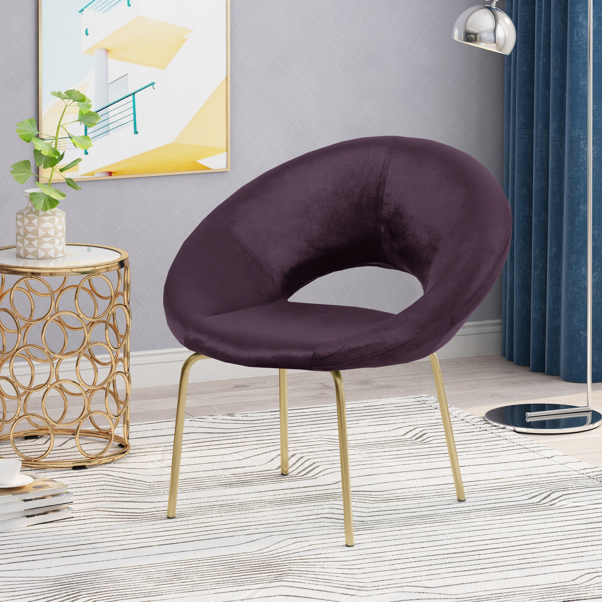 Leisure Chair Black Berry Velvet