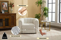 Swivel Accent Barrel Chair, Modern Round Armchairs With Upholstered, Comfy Swivel Accent Chair For Living Room White Teddy Teddy