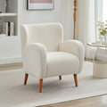 Mirod Modern Wing Back Lounge Chair Stylish Design, Soft Fabric, Solid Wood Legs, Easy Assembly, Durable Frame Beige Boucle