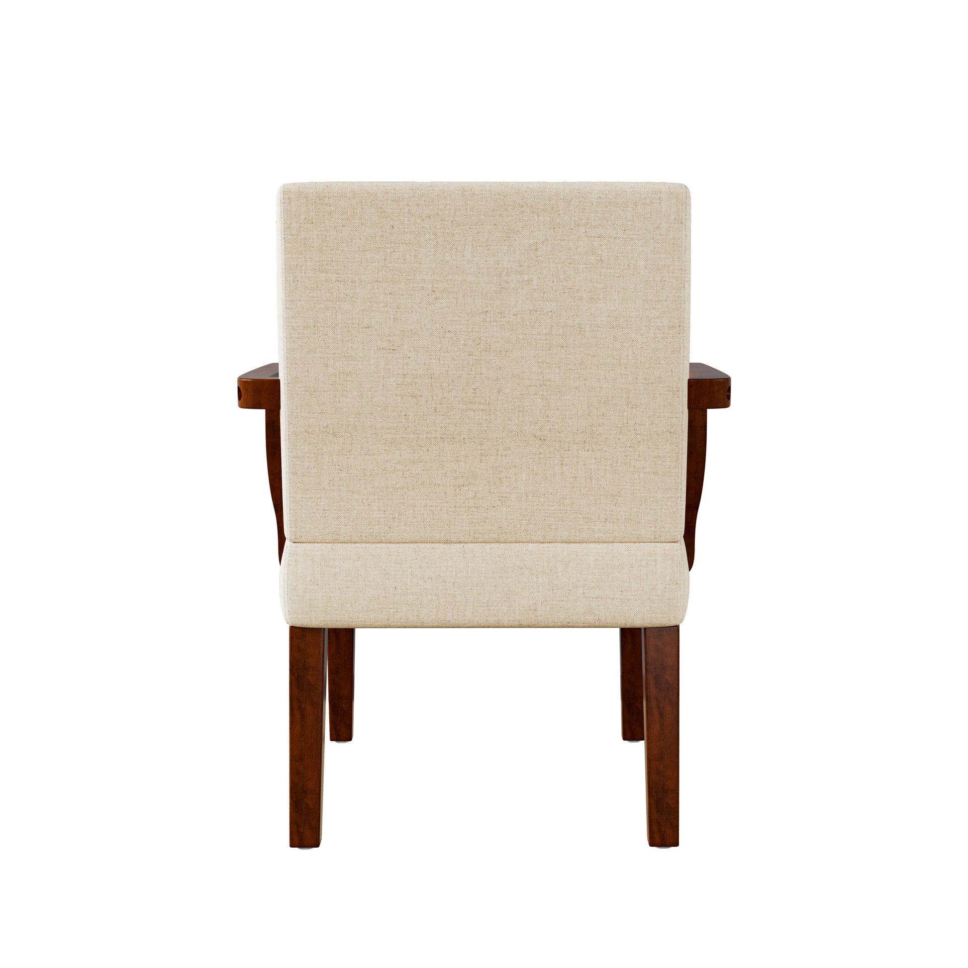 Fabric Accent Arm Chair Set Of 2 With Round Wood Table Beige Fabric