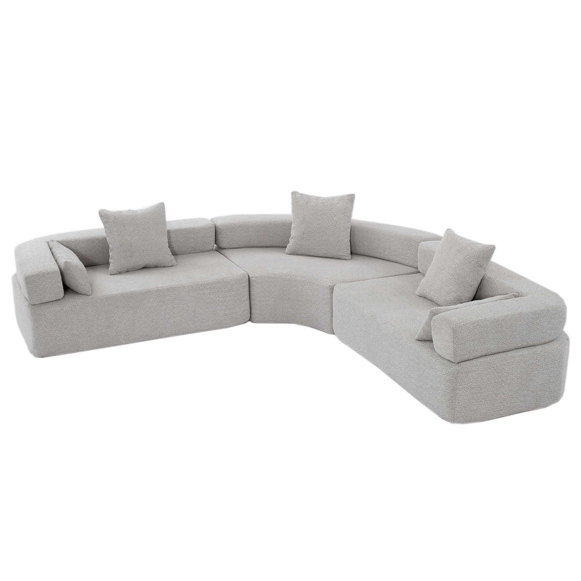 Arrived Oversized Combination Sofa,Curved Sofa,Upholstered 4 Seater Couch For Living Room, Modern Modular 3 Piece Free Combination, Semicircular Modular Sofaboucle, Gray Gray Polyester Primary Living Space Soft Tight Back Modern Square Arms Foam