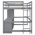 Full Size Loft Bed With Wardrobe, Desk And Storage Drawers, Gray Full Gray Pine